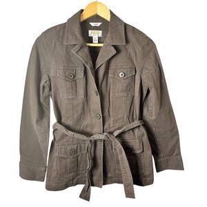 Vintage Talbots Barn Jacket Women’s 6P Brown Cotton Belted Minimalist Academia
